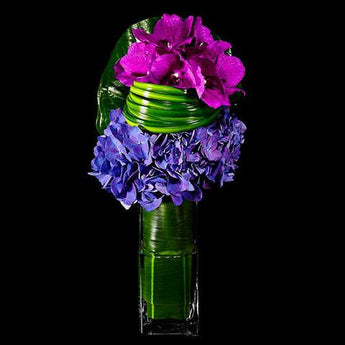 Colorful  Hydrangeas and Magenta Orchids Arrangement.